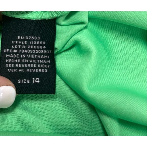 SLNY Women’s Lime Green Halter Overlay Dress Size 14 NEW - Picture 8 of 10